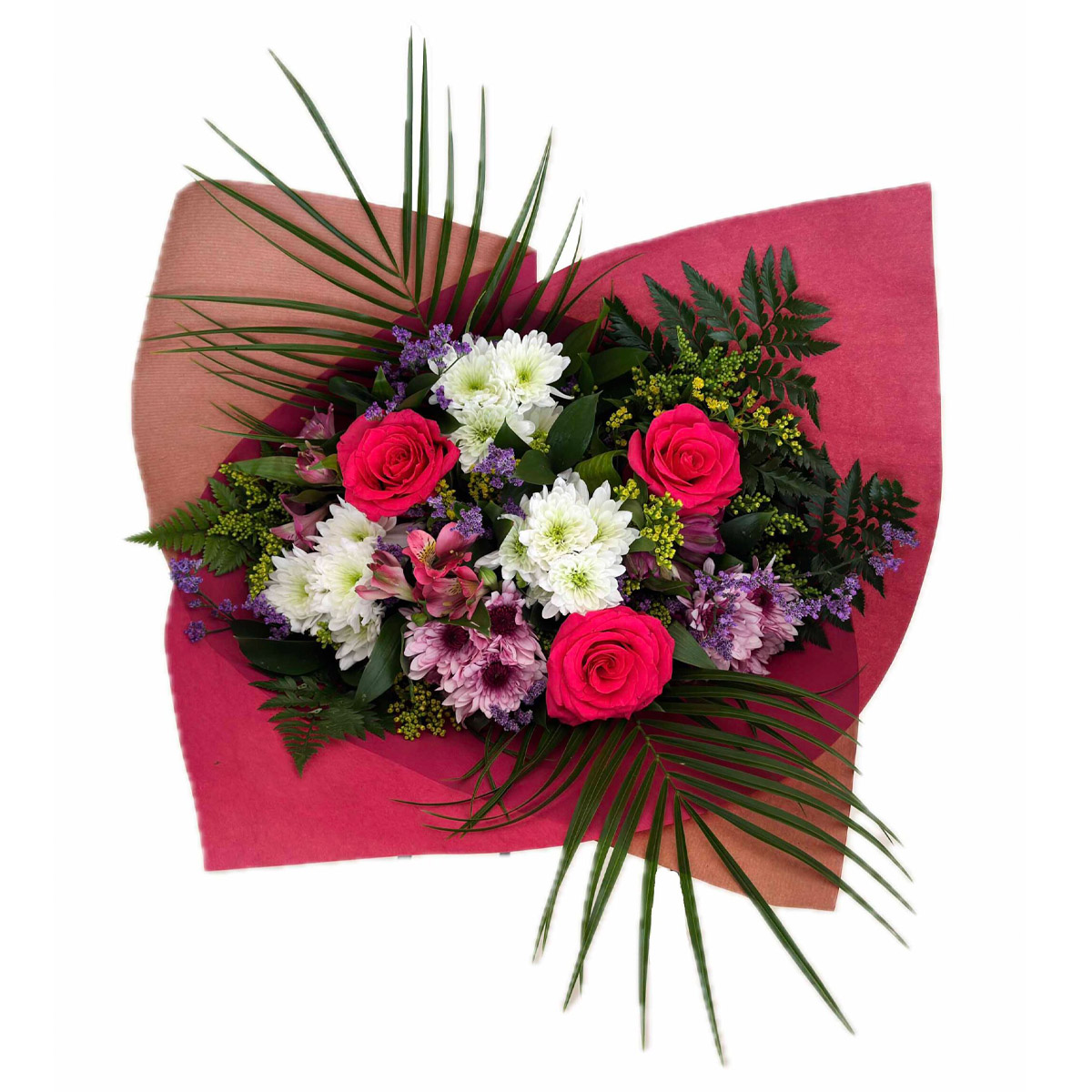 Bouquet de rosas y flor variada